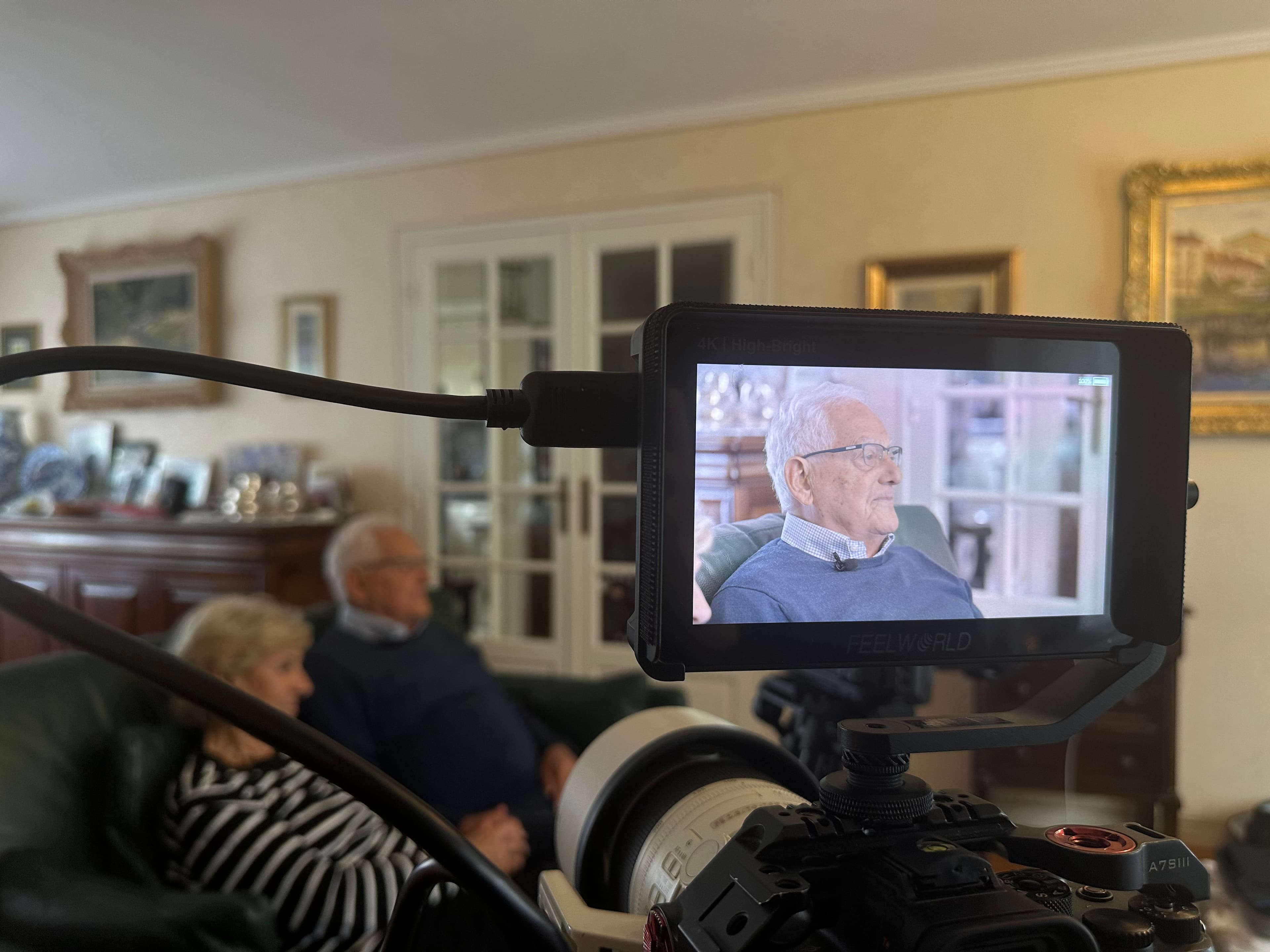 Plan de tournage pendant un entretien filmé
